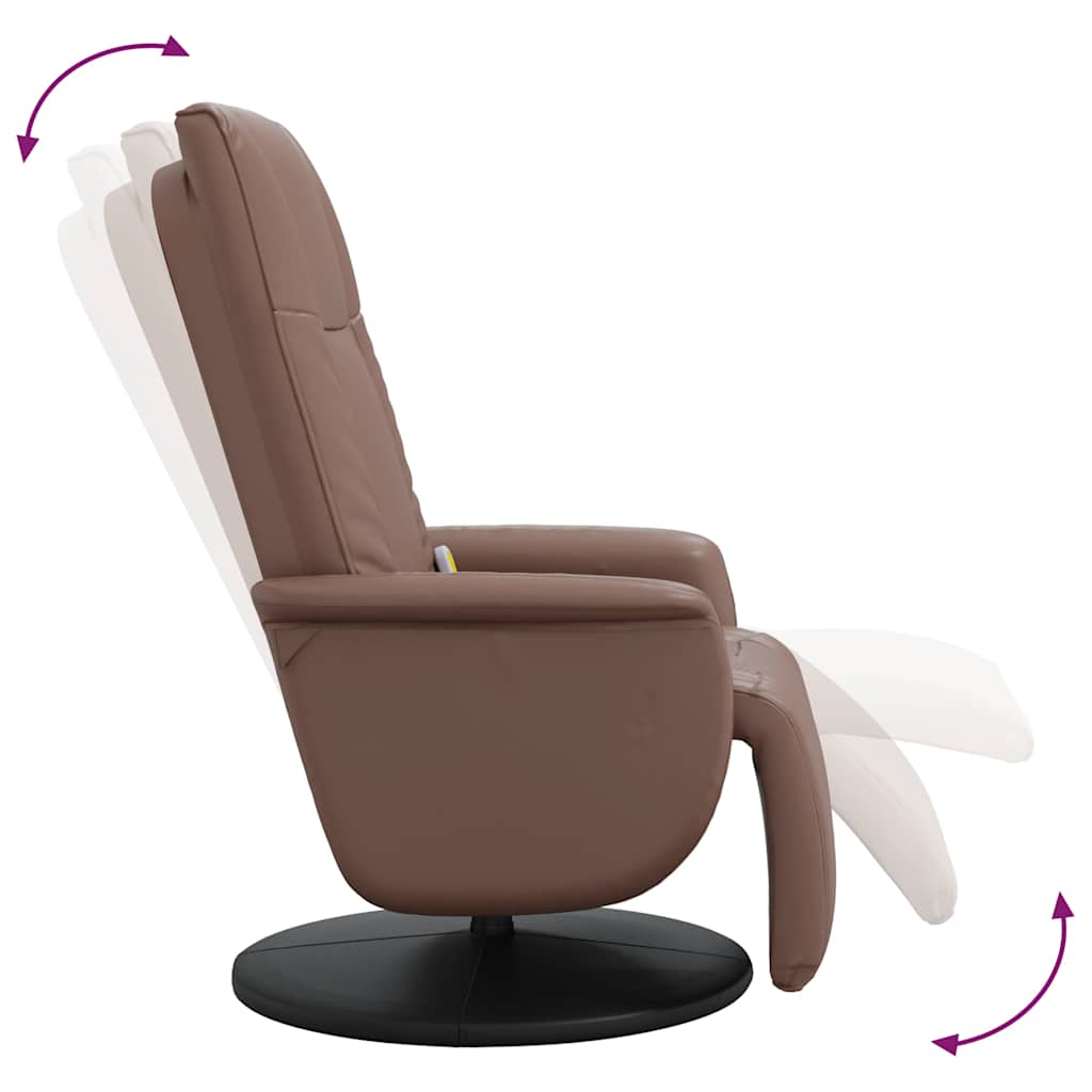 Massagestoel verstelbaar met voetensteun kunstleer bruin is nu te koop bij PeponiXL, paradijselijk wonen!