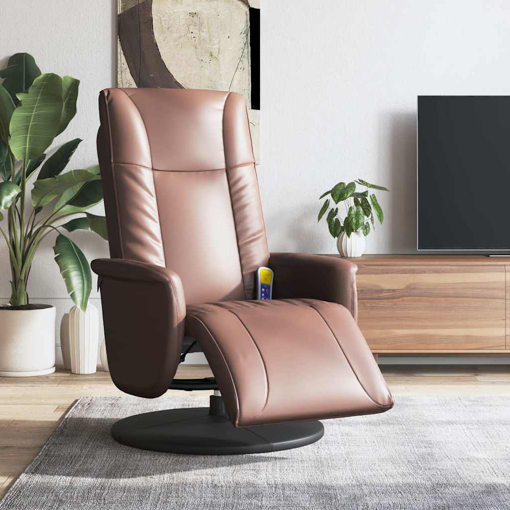Massagestoel verstelbaar met voetensteun kunstleer bruin is nu te koop bij PeponiXL, paradijselijk wonen!