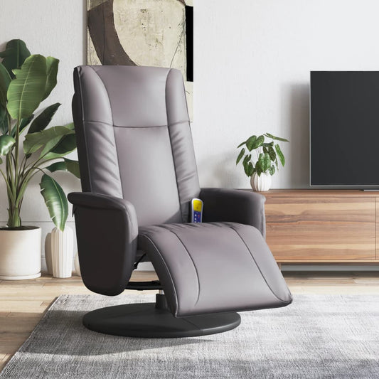 Massagestoel verstelbaar met voetensteun kunstleer grijs is nu te koop bij PeponiXL, paradijselijk wonen!