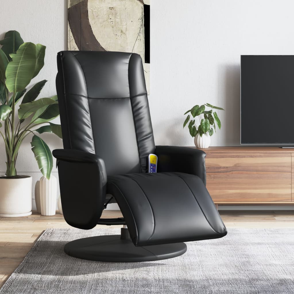 Massagestoel verstelbaar met voetensteun kunstleer zwart is nu te koop bij PeponiXL, paradijselijk wonen!