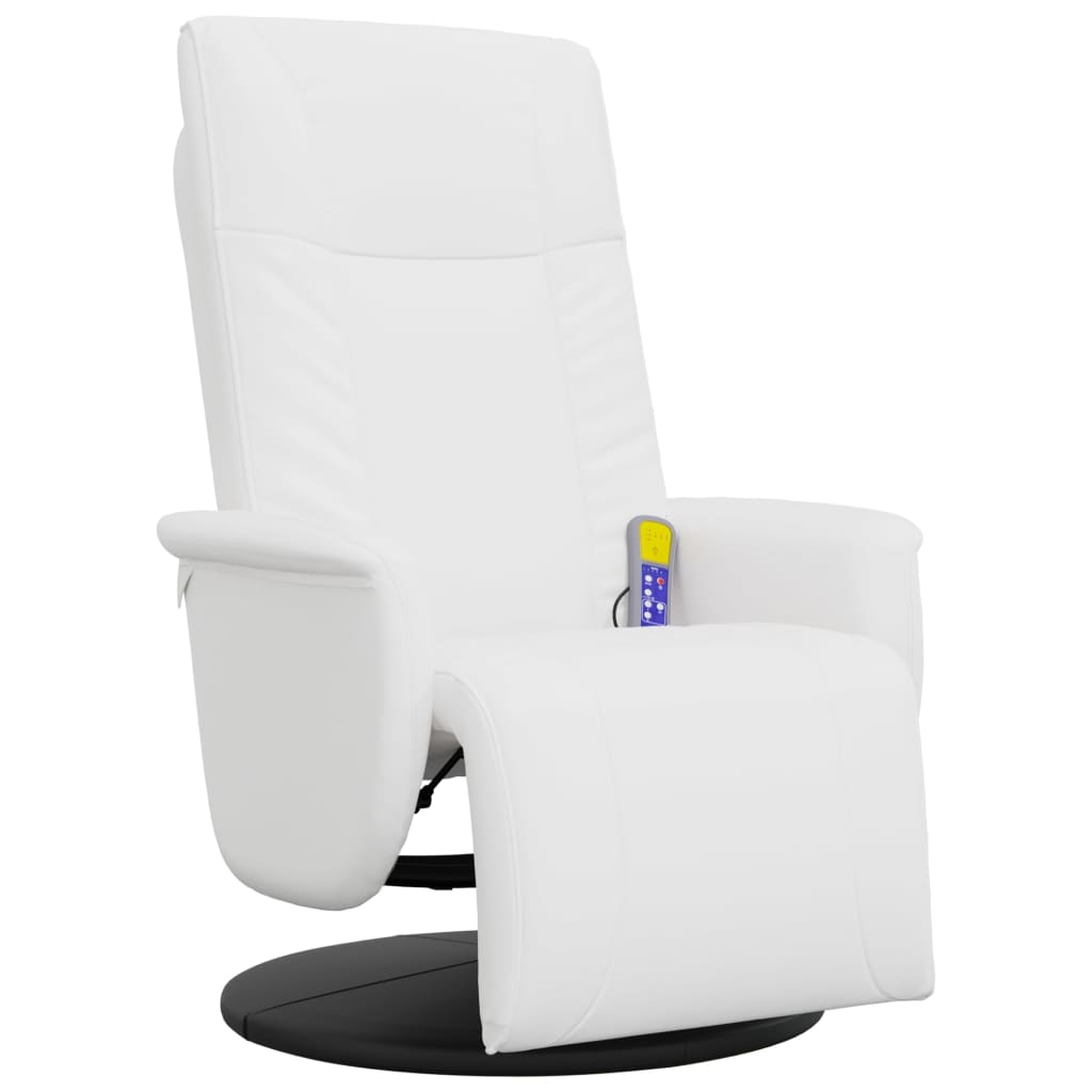 Massagestoel verstelbaar met voetensteun kunstleer wit is nu te koop bij PeponiXL, paradijselijk wonen!