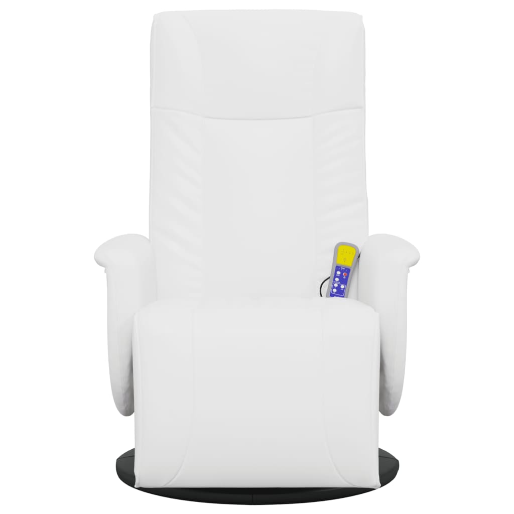 Massagestoel verstelbaar met voetensteun kunstleer wit is nu te koop bij PeponiXL, paradijselijk wonen!