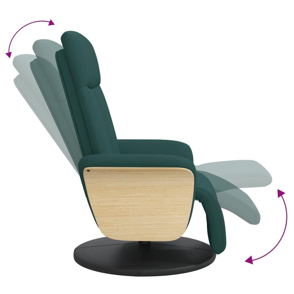 Fauteuil verstelbaar met voetensteun stof donkergroen is nu te koop bij PeponiXL, paradijselijk wonen!