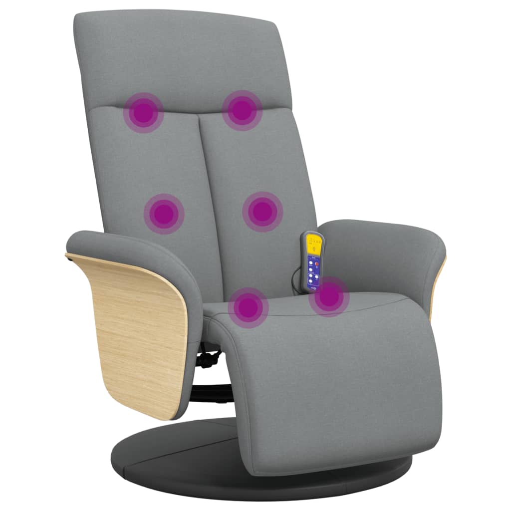 Massagestoel verstelbaar met voetensteun stof lichtgrijs is nu te koop bij PeponiXL, paradijselijk wonen!