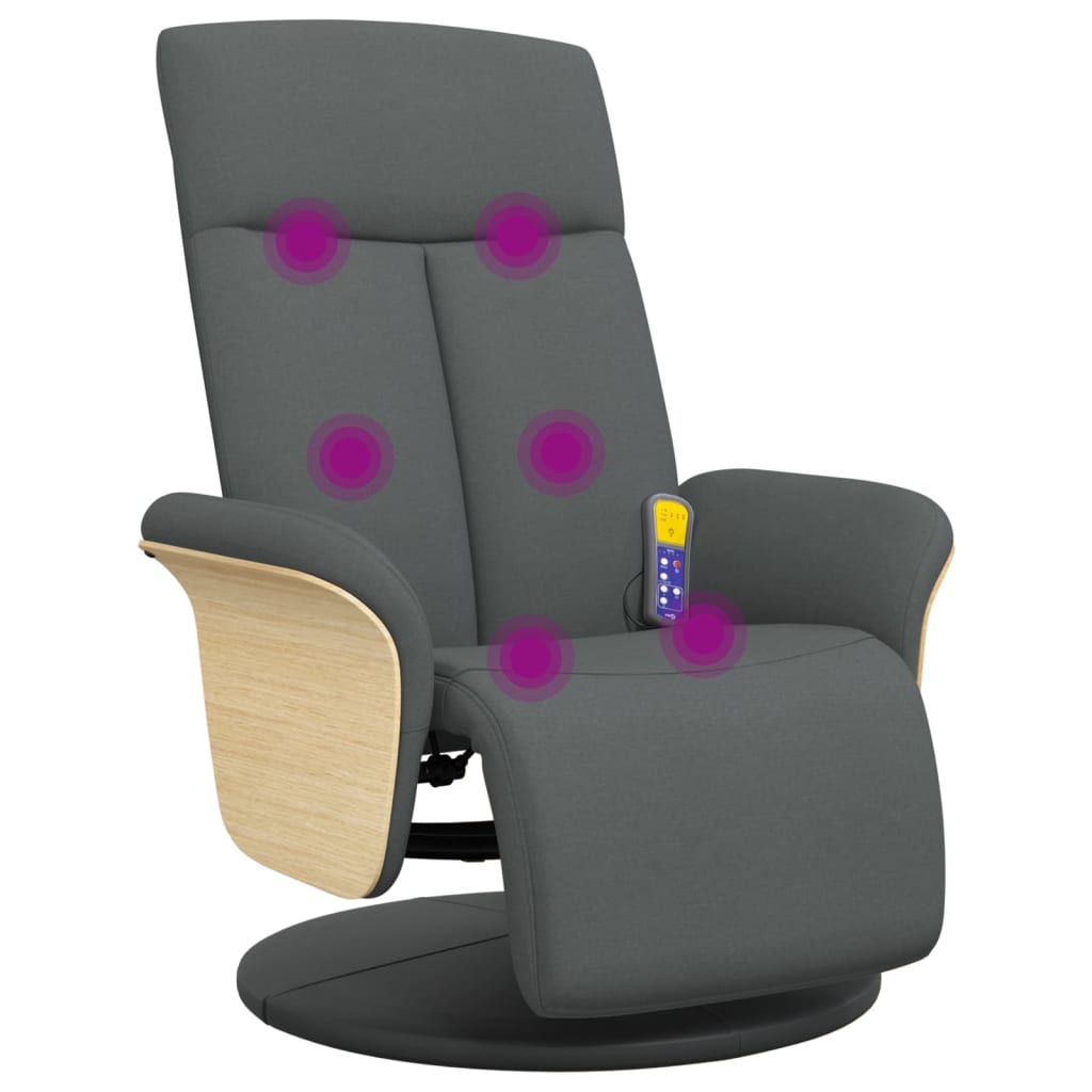 Massagestoel verstelbaar met voetensteun stof donkergrijs is nu te koop bij PeponiXL, paradijselijk wonen!