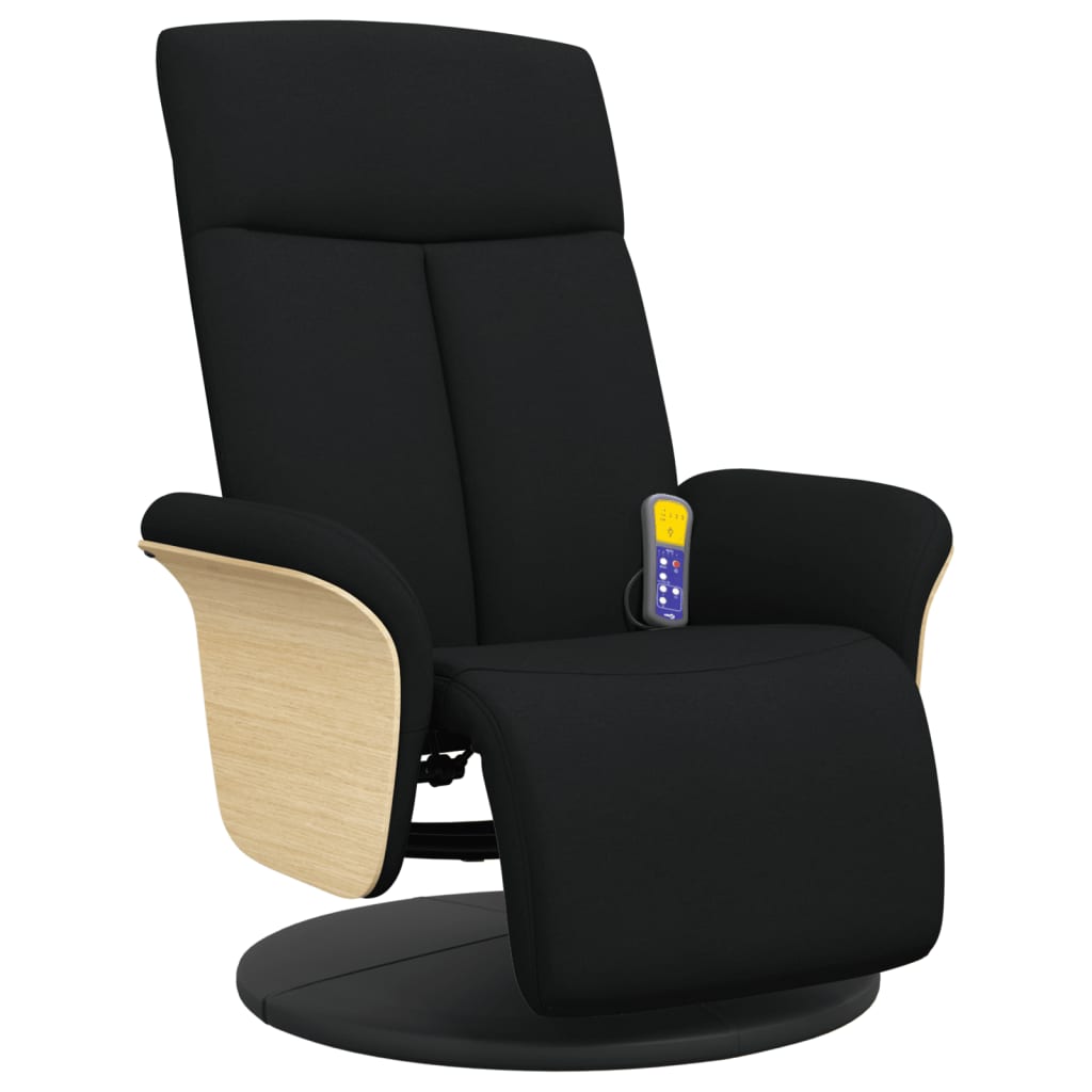 Massagestoel verstelbaar met voetensteun stof zwart is nu te koop bij PeponiXL, paradijselijk wonen!