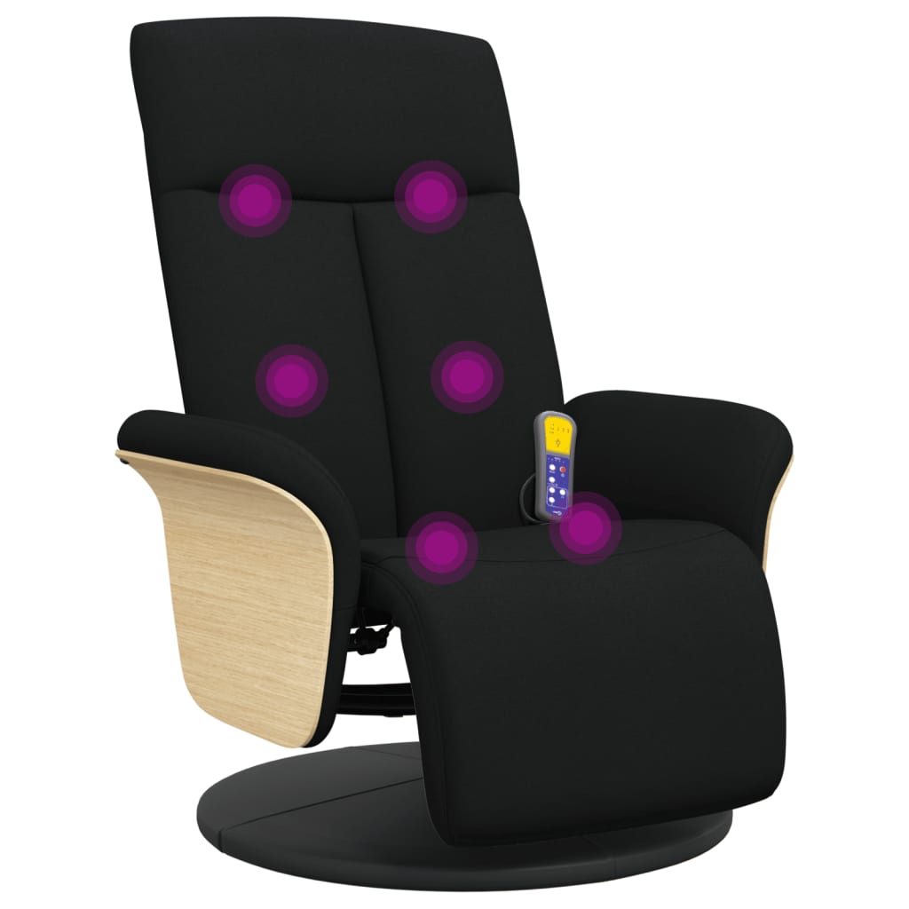 Massagestoel verstelbaar met voetensteun stof zwart is nu te koop bij PeponiXL, paradijselijk wonen!