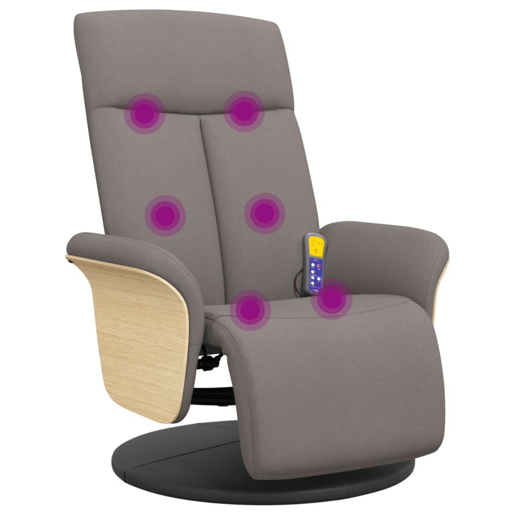 Massagestoel verstelbaar met voetensteun stof taupe is nu te koop bij PeponiXL, paradijselijk wonen!