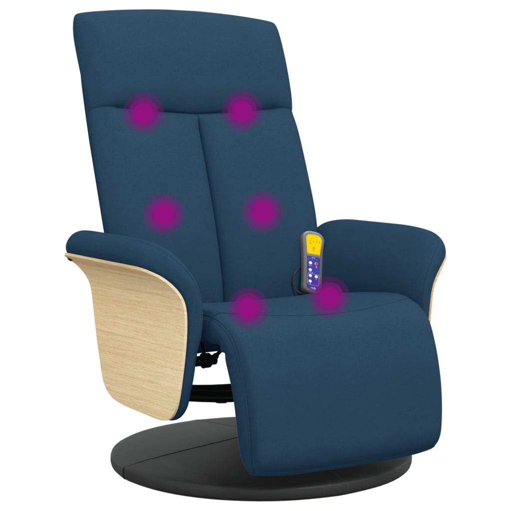 Massagestoel verstelbaar met voetensteun stof blauw is nu te koop bij PeponiXL, paradijselijk wonen!