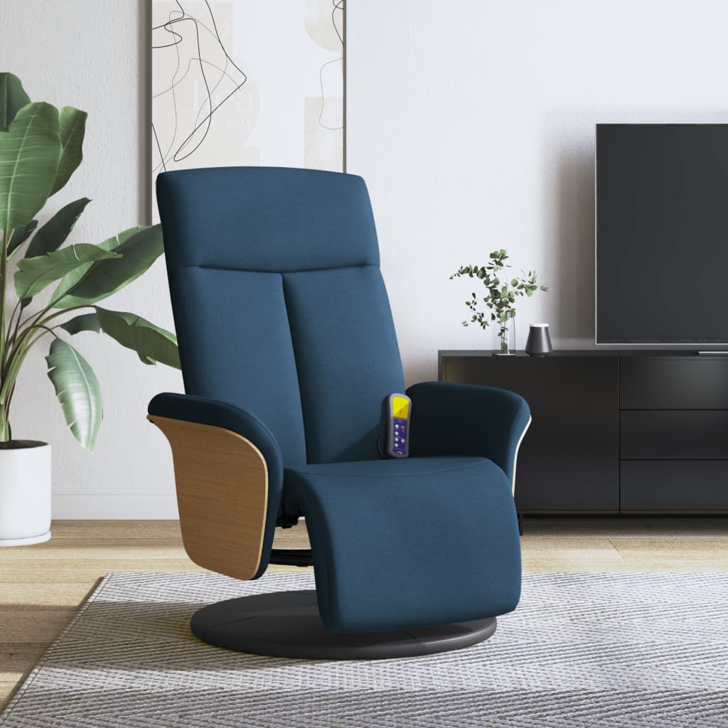 Massagestoel verstelbaar met voetensteun stof blauw is nu te koop bij PeponiXL, paradijselijk wonen!