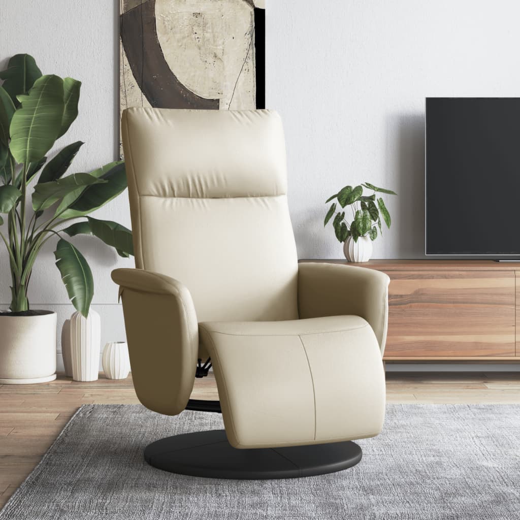 Fauteuil verstelbaar met voetensteun kunstleer crèmekleurig is nu te koop bij PeponiXL, paradijselijk wonen!