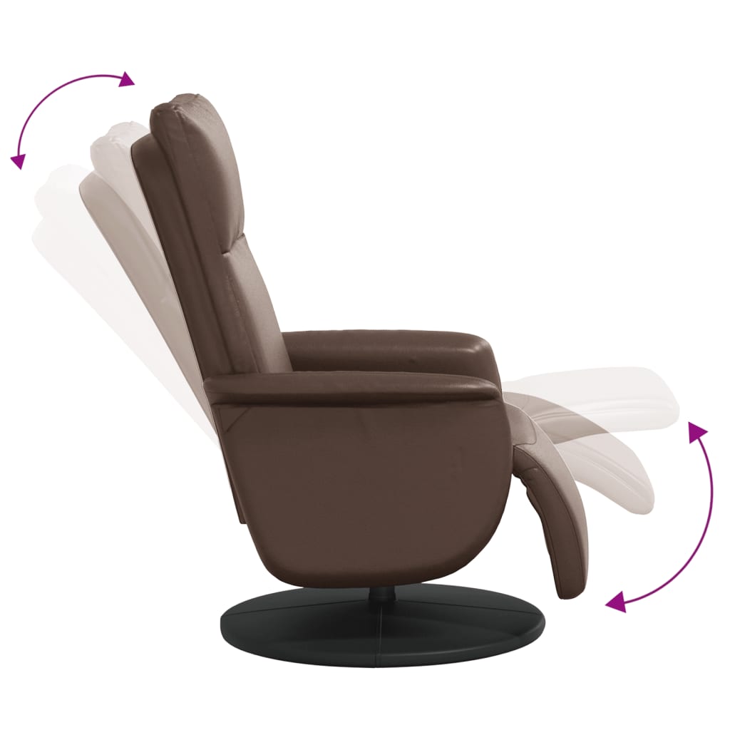 Fauteuil verstelbaar met voetensteun kunstleer bruin is nu te koop bij PeponiXL, paradijselijk wonen!