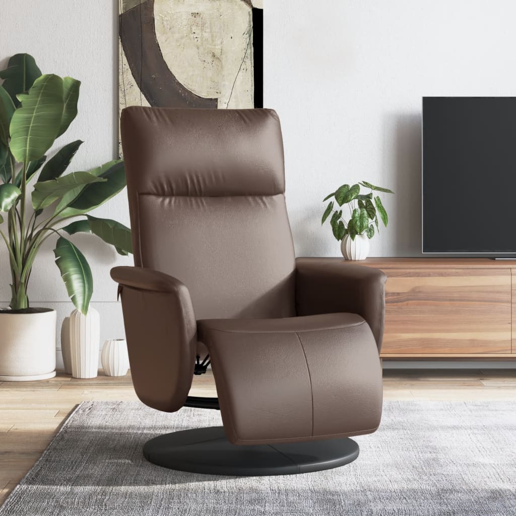 Fauteuil verstelbaar met voetensteun kunstleer bruin is nu te koop bij PeponiXL, paradijselijk wonen!