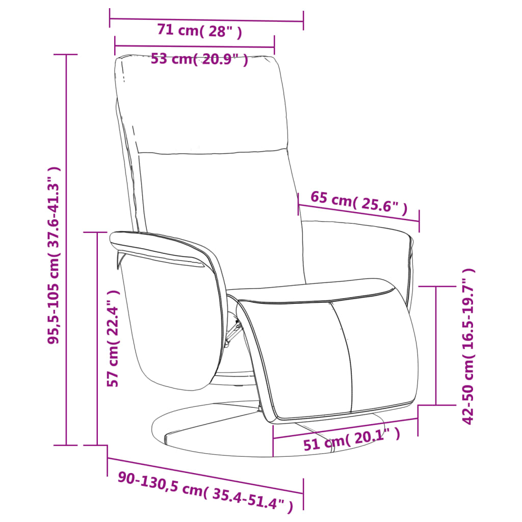 Fauteuil verstelbaar met voetensteun kunstleer cappuccinokleur is nu te koop bij PeponiXL, paradijselijk wonen!