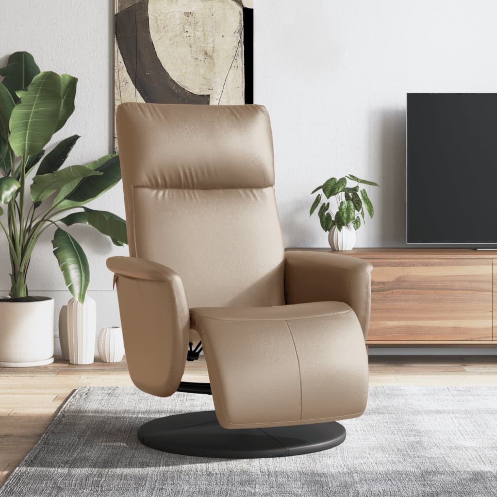 Fauteuil verstelbaar met voetensteun kunstleer cappuccinokleur is nu te koop bij PeponiXL, paradijselijk wonen!