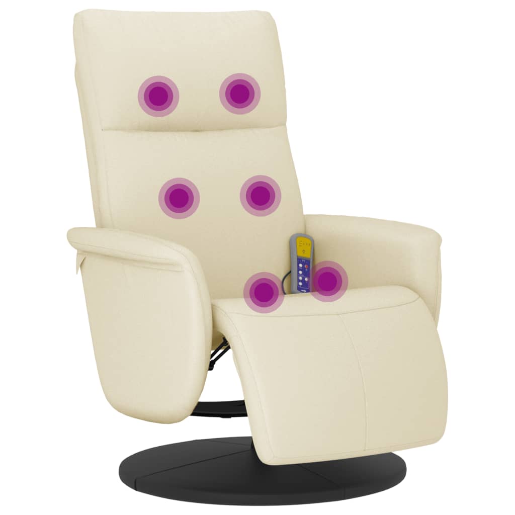 Massagestoel verstelbaar met voetensteun kunstleer crèmekleurig is nu te koop bij PeponiXL, paradijselijk wonen!