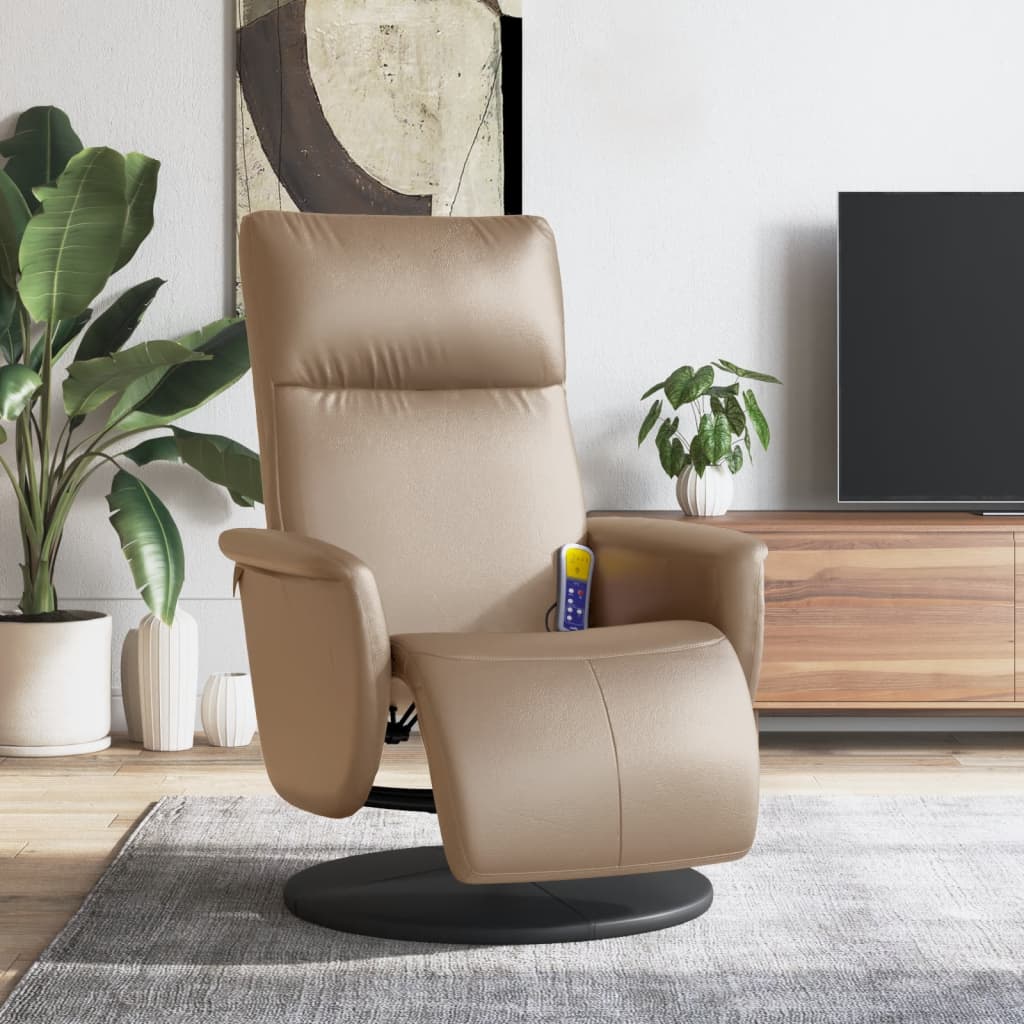 Massagestoel verstelbaar met voetensteun kunstleer cappuccino is nu te koop bij PeponiXL, paradijselijk wonen!