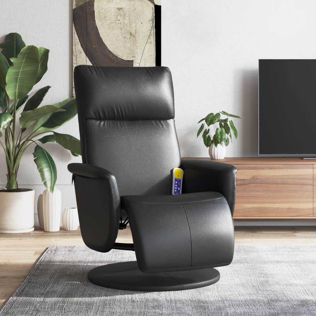 Massagestoel verstelbaar met voetensteun kunstleer zwart is nu te koop bij PeponiXL, paradijselijk wonen!
