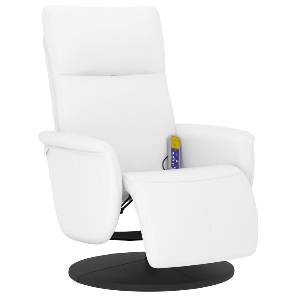 Massagestoel verstelbaar met voetensteun kunstleer wit is nu te koop bij PeponiXL, paradijselijk wonen!