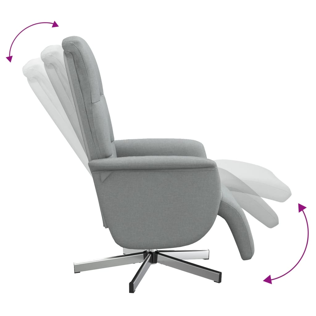 Fauteuil verstelbaar met voetensteun stof lichtgrijs is nu te koop bij PeponiXL, paradijselijk wonen!