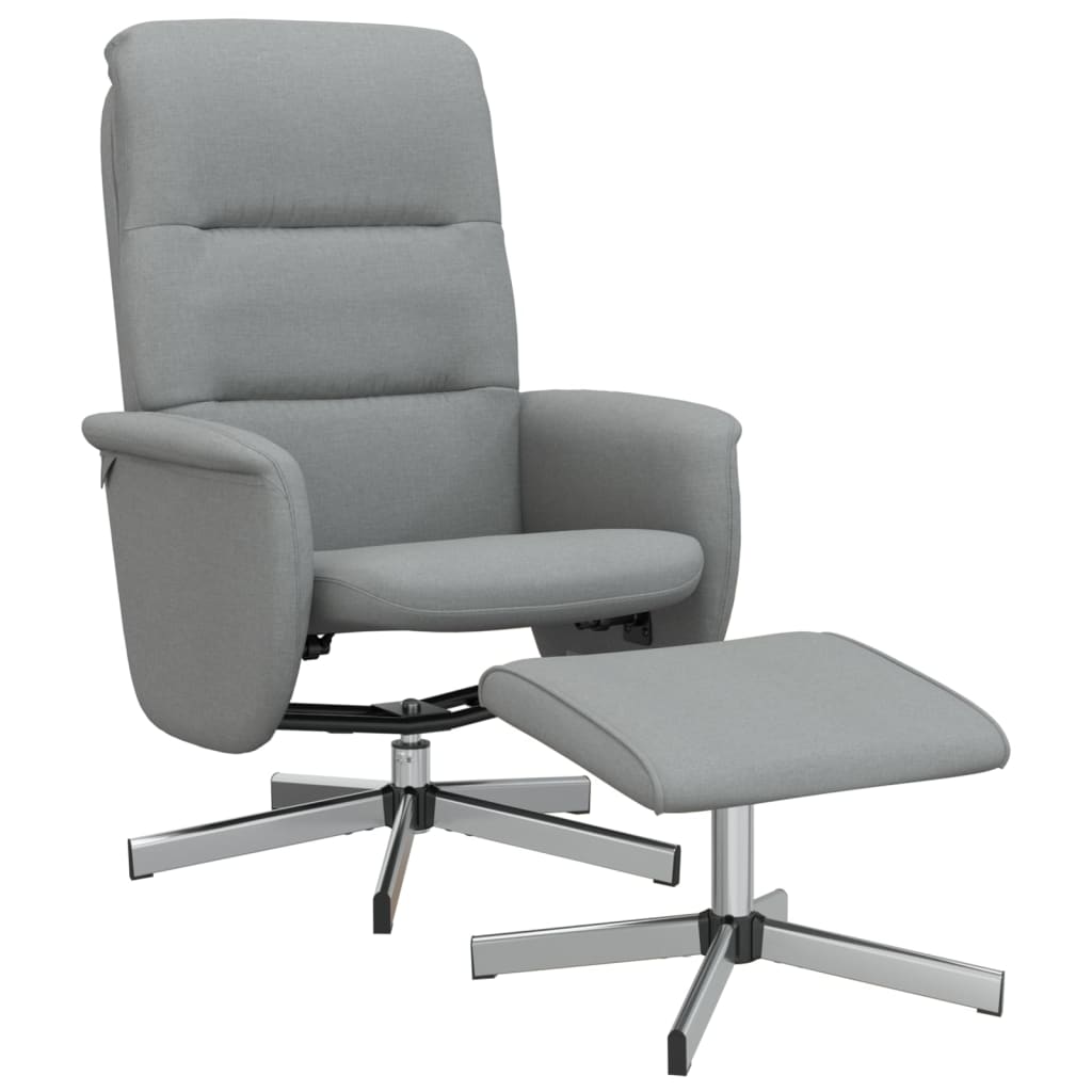 Fauteuil verstelbaar met voetenbankje stof lichtgrijs is nu te koop bij PeponiXL, paradijselijk wonen!