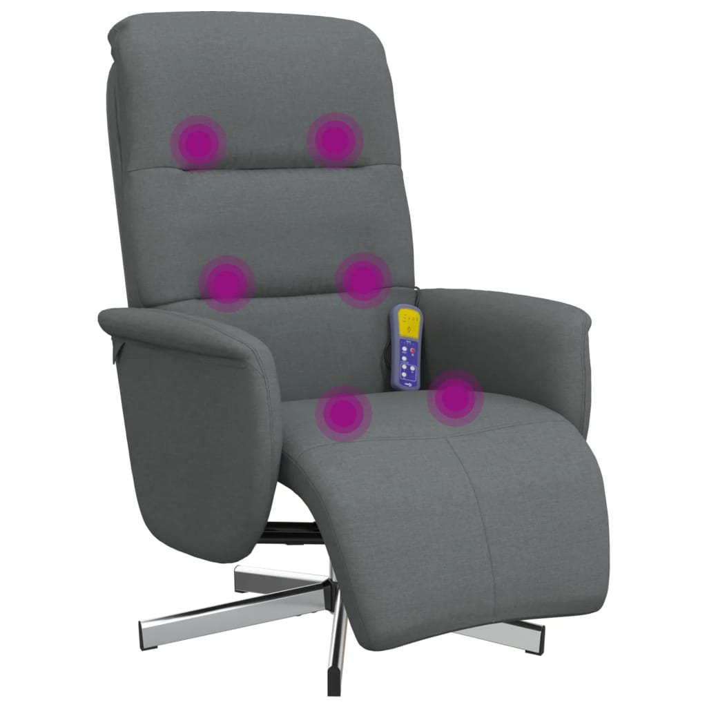 Massagestoel verstelbaar met voetensteun stof donkergrijs is nu te koop bij PeponiXL, paradijselijk wonen!