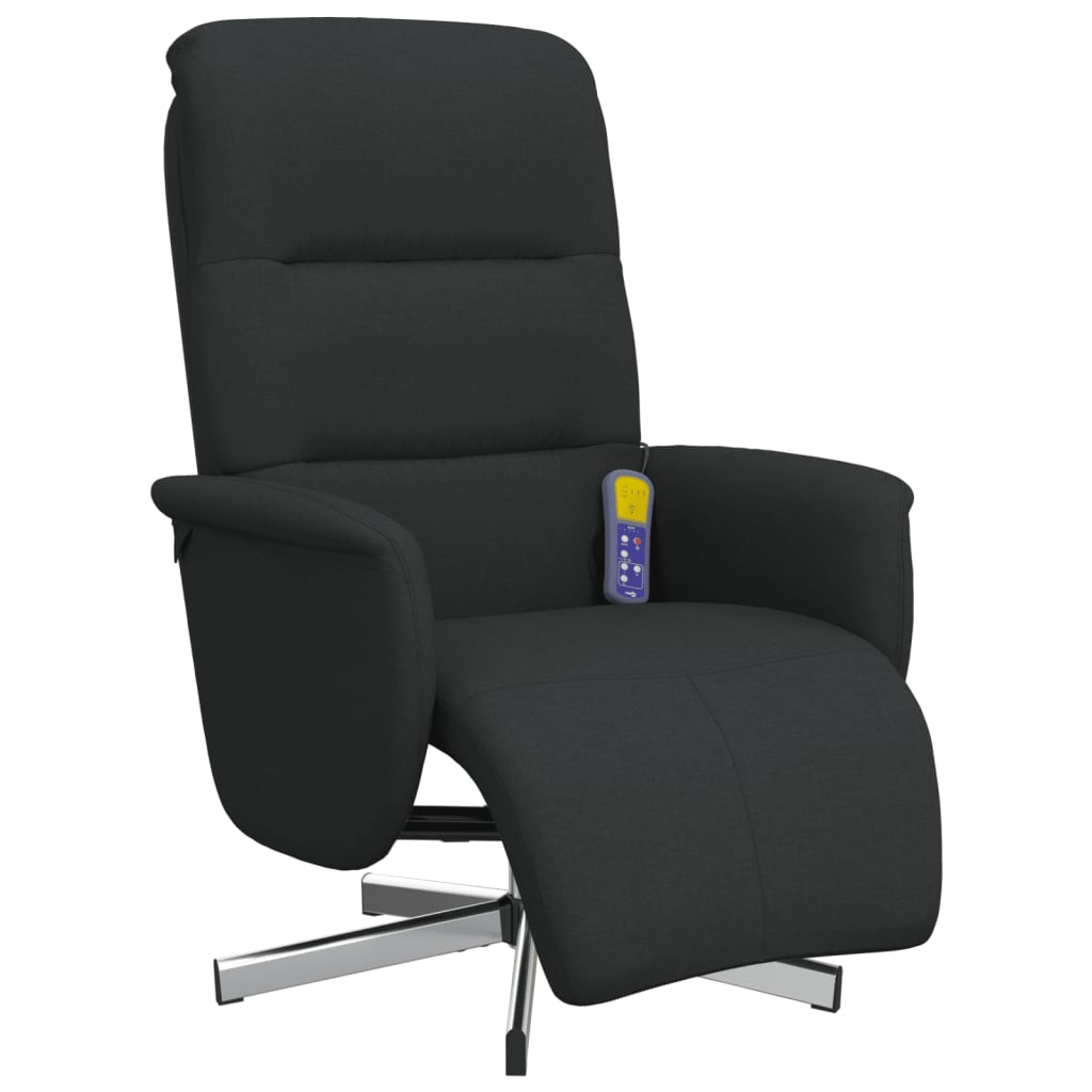 Massagestoel verstelbaar met voetensteun stof zwart is nu te koop bij PeponiXL, paradijselijk wonen!