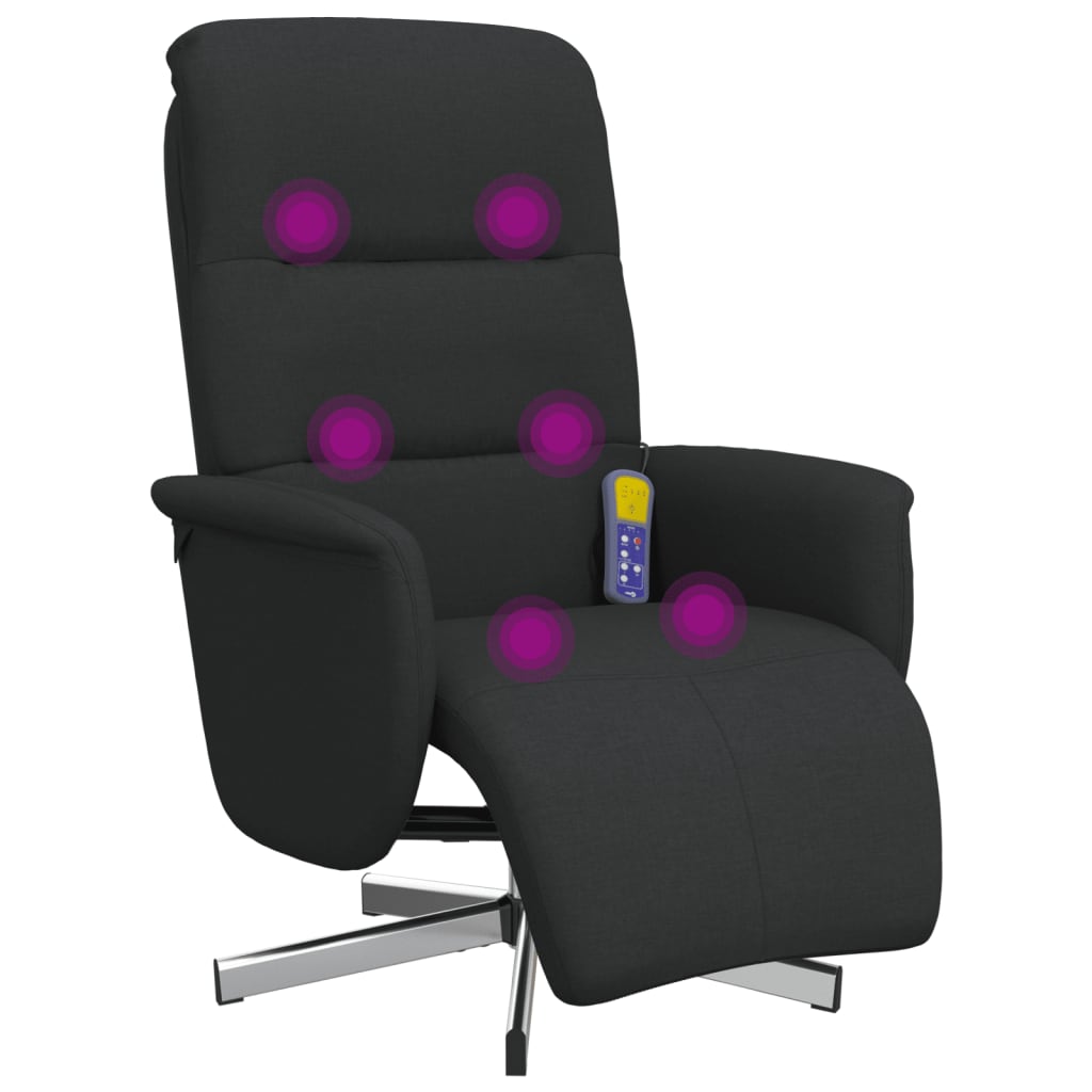Massagestoel verstelbaar met voetensteun stof zwart is nu te koop bij PeponiXL, paradijselijk wonen!