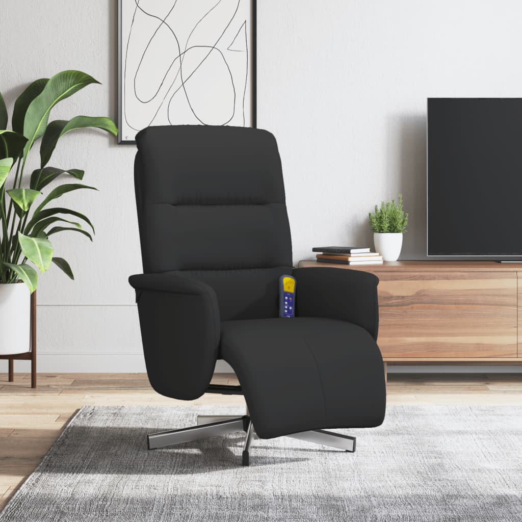 Massagestoel verstelbaar met voetensteun stof zwart is nu te koop bij PeponiXL, paradijselijk wonen!