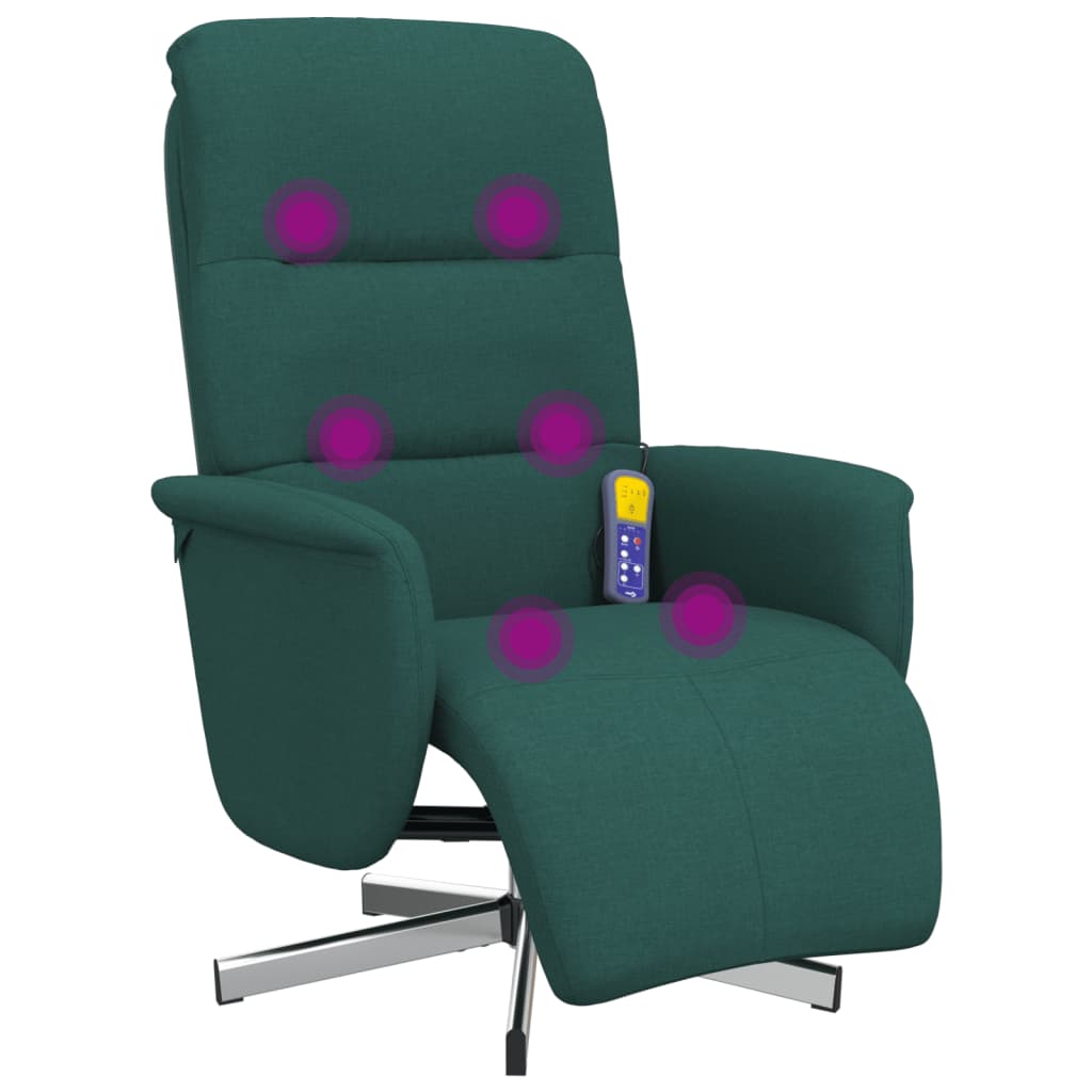 Massagestoel verstelbaar met voetensteun stof donkergroen is nu te koop bij PeponiXL, paradijselijk wonen!