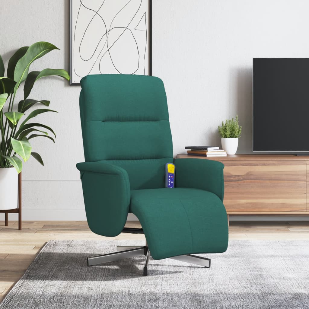 Massagestoel verstelbaar met voetensteun stof donkergroen is nu te koop bij PeponiXL, paradijselijk wonen!