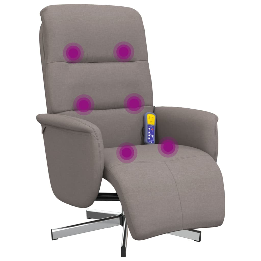 Massagestoel verstelbaar met voetensteun stof taupe is nu te koop bij PeponiXL, paradijselijk wonen!