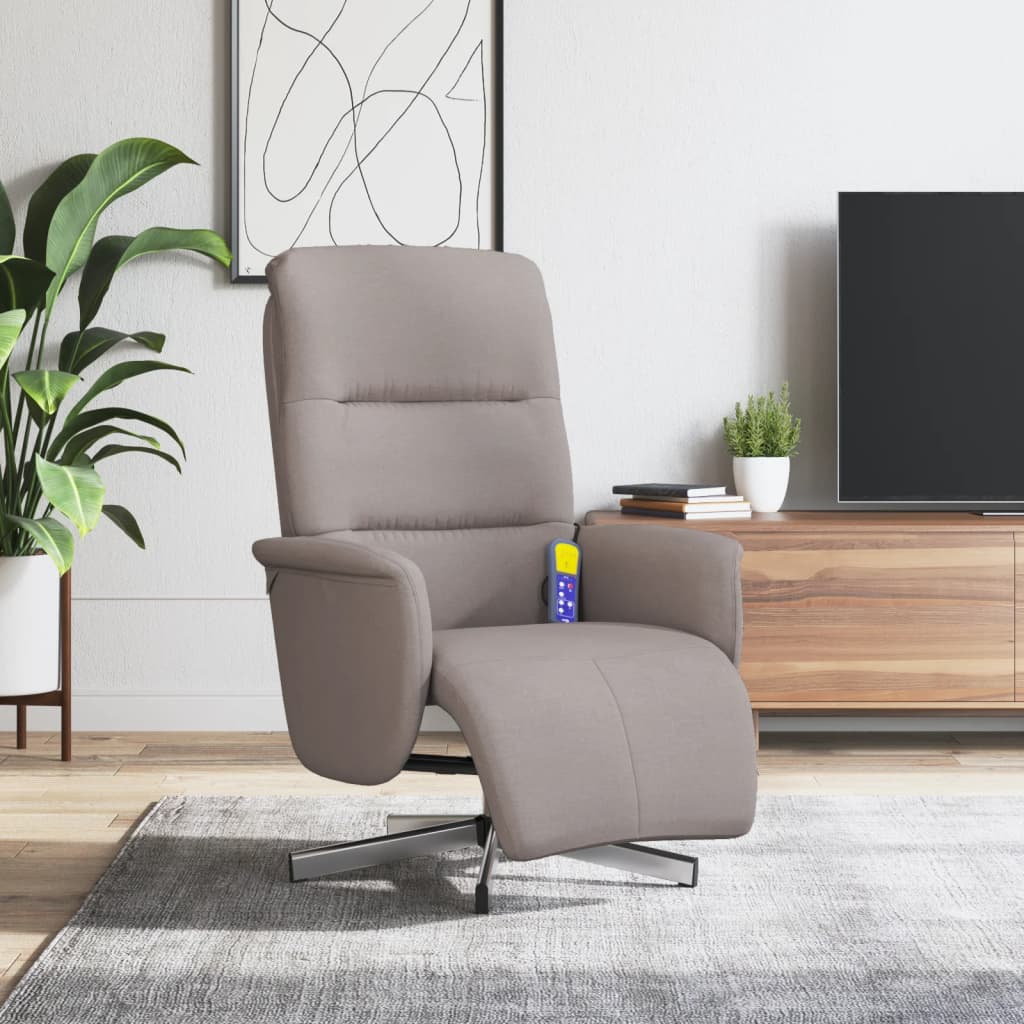 Massagestoel verstelbaar met voetensteun stof taupe is nu te koop bij PeponiXL, paradijselijk wonen!
