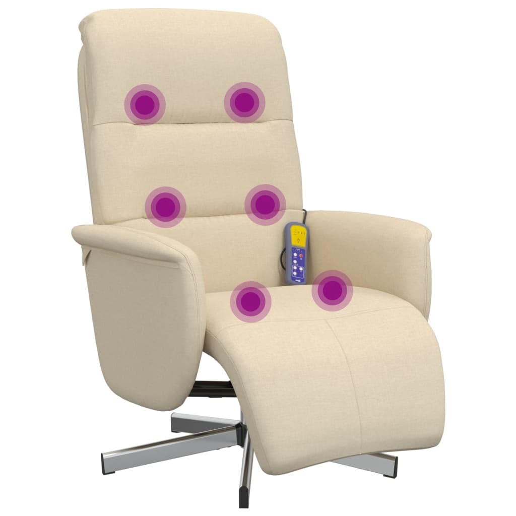Massagestoel verstelbaar met voetensteun stof crèmekleurig is nu te koop bij PeponiXL, paradijselijk wonen!