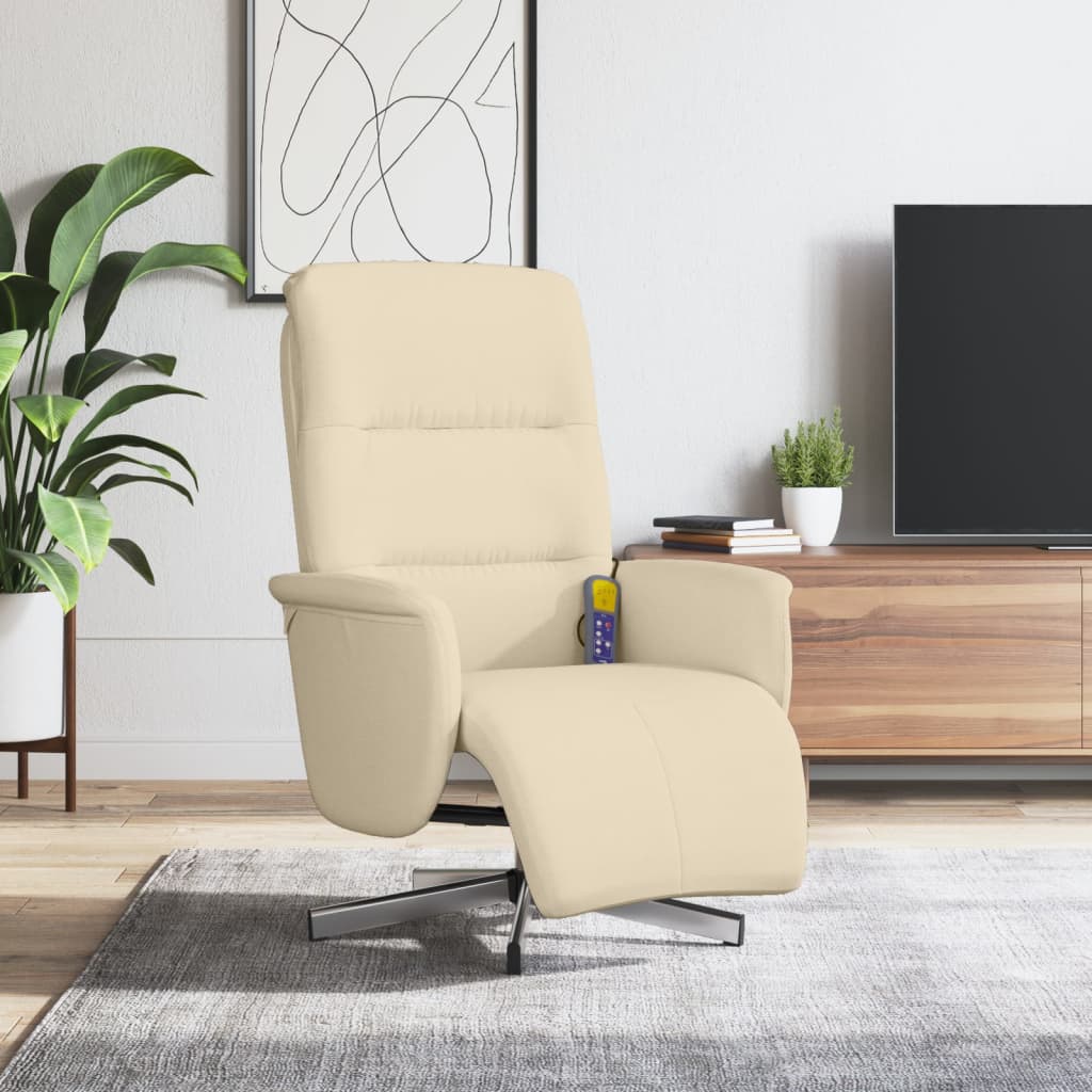Massagestoel verstelbaar met voetensteun stof crèmekleurig is nu te koop bij PeponiXL, paradijselijk wonen!