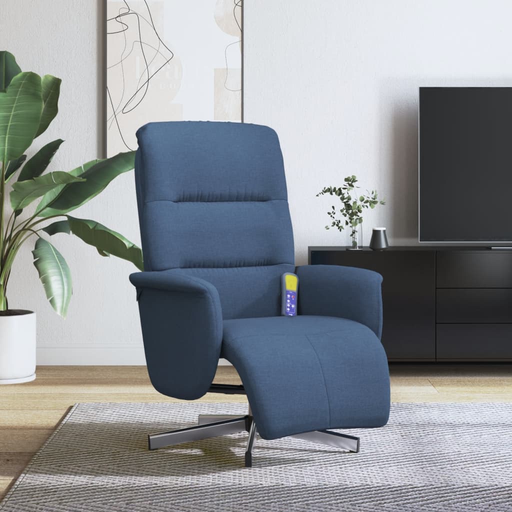 Massagestoel verstelbaar met voetensteun stof blauw is nu te koop bij PeponiXL, paradijselijk wonen!
