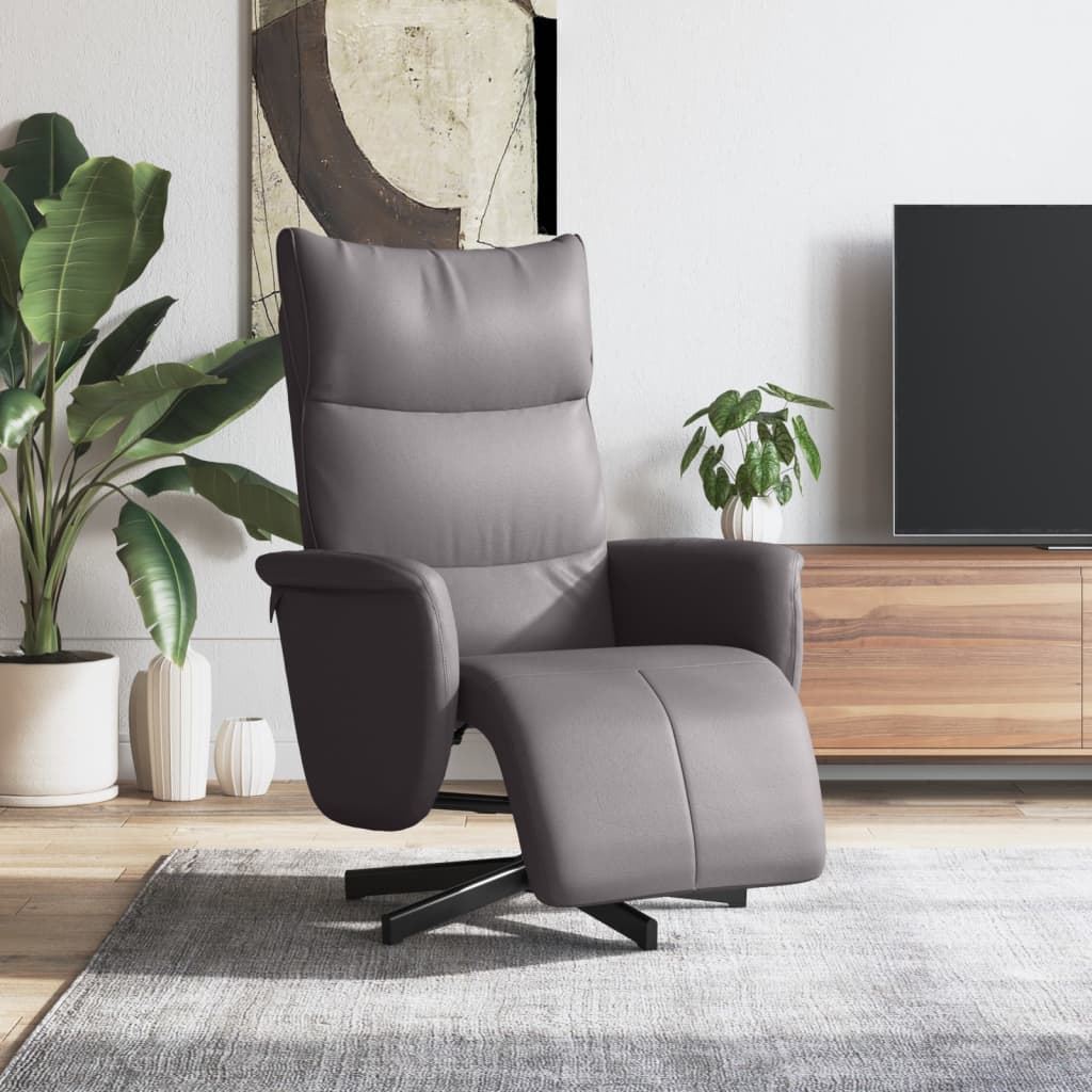 Fauteuil verstelbaar met voetensteun kunstleer grijs is nu te koop bij PeponiXL, paradijselijk wonen!