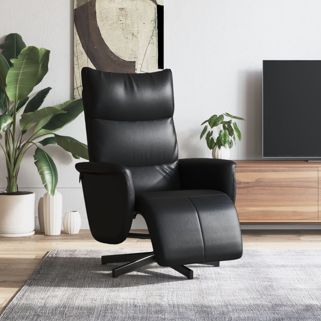 Fauteuil verstelbaar met voetensteun kunstleer zwart is nu te koop bij PeponiXL, paradijselijk wonen!