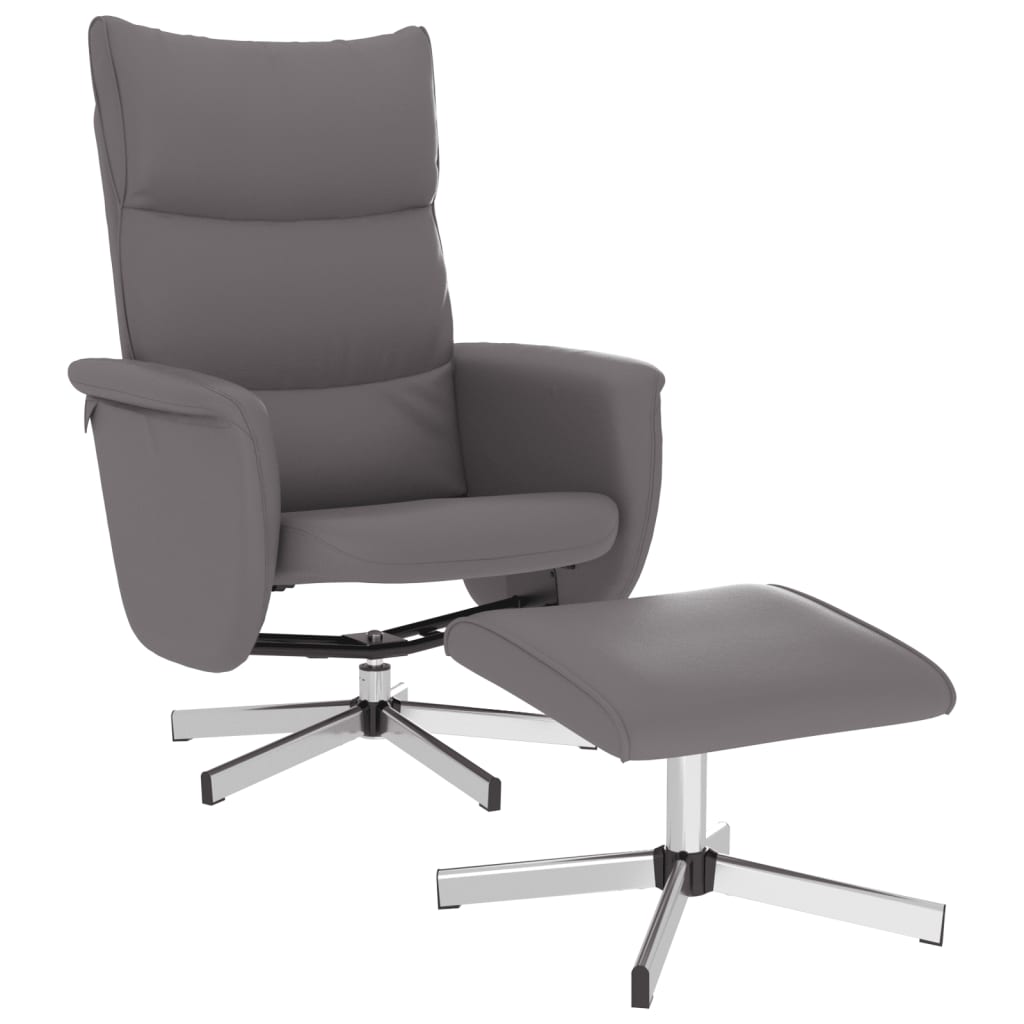 Fauteuil verstelbaar met voetenbankje kunstleer grijs is nu te koop bij PeponiXL, paradijselijk wonen!