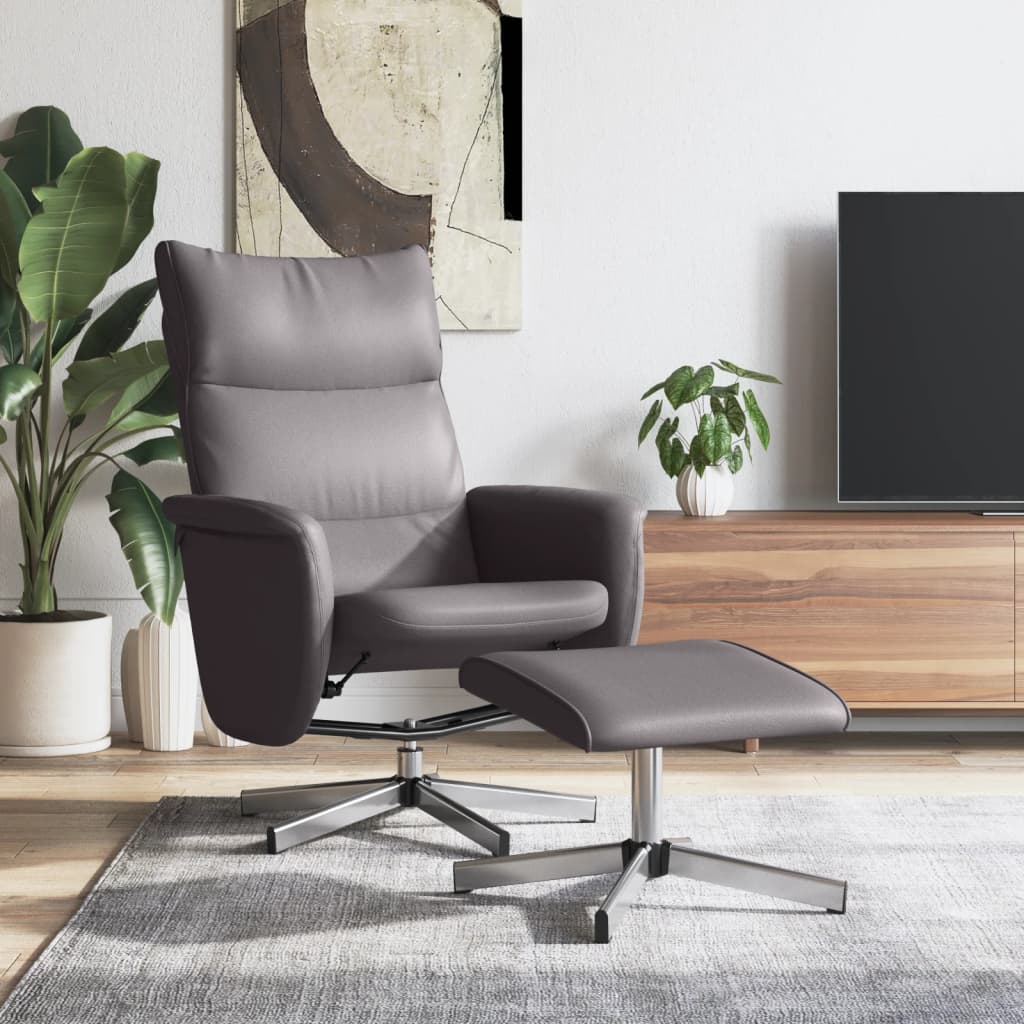 Fauteuil verstelbaar met voetenbankje kunstleer grijs is nu te koop bij PeponiXL, paradijselijk wonen!