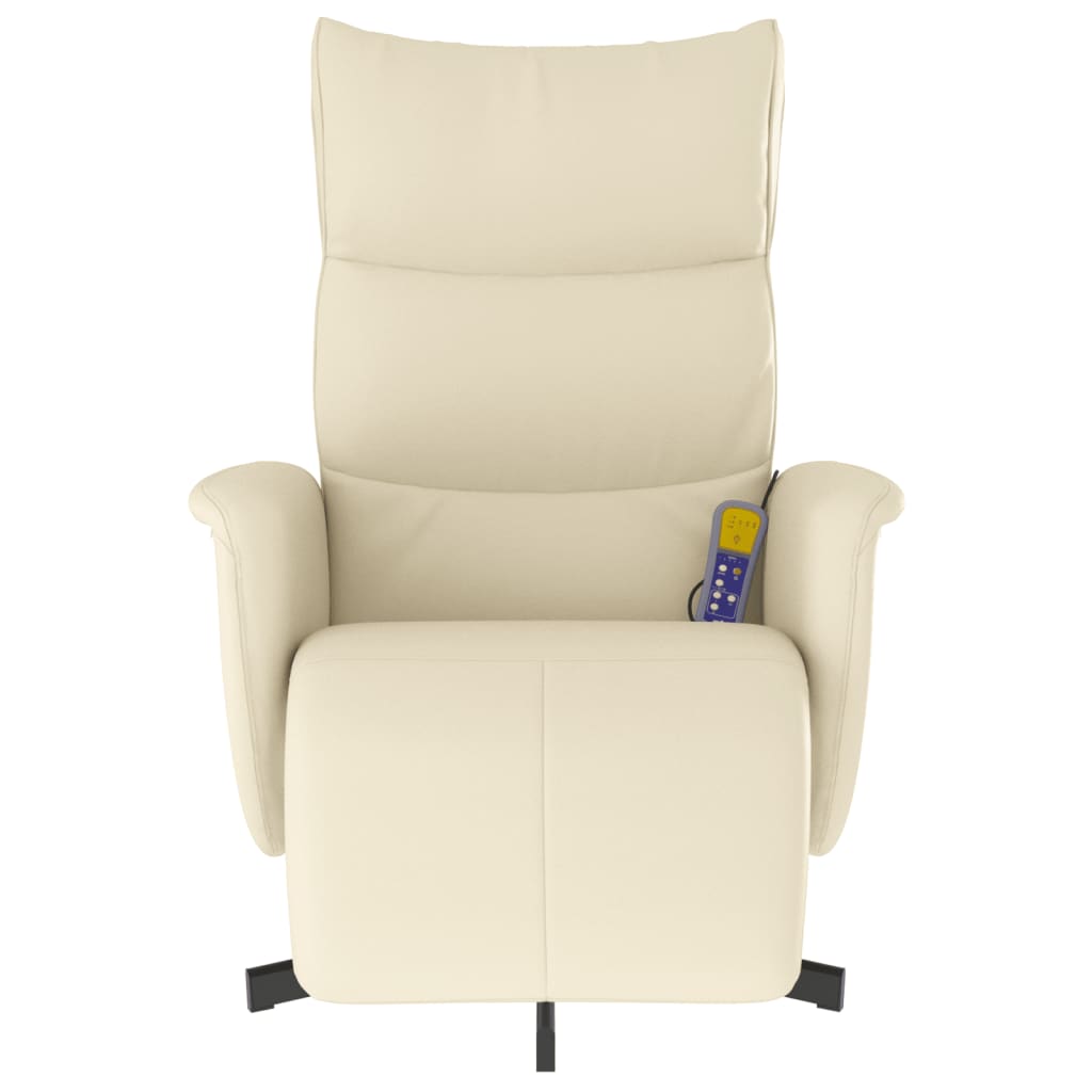 Massagestoel verstelbaar met voetensteun kunstleer crèmekleurig is nu te koop bij PeponiXL, paradijselijk wonen!