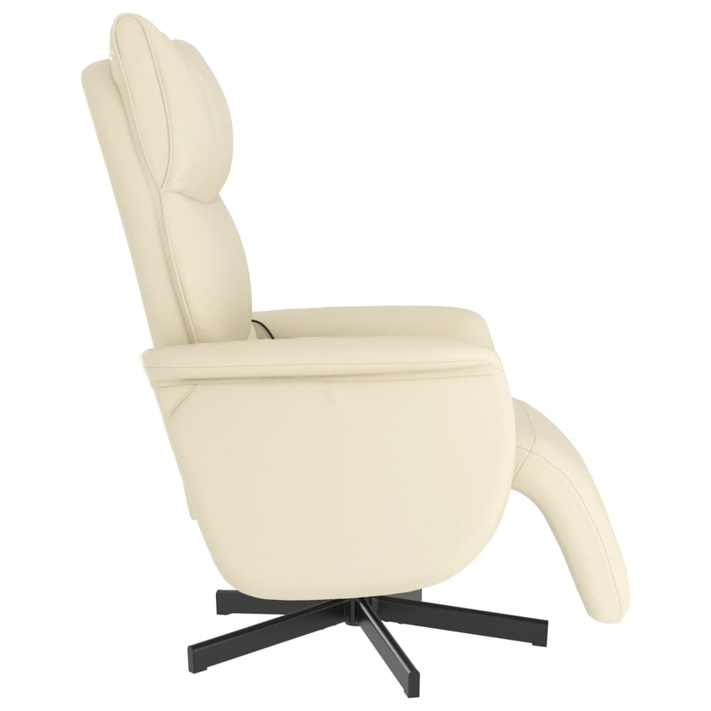 Massagestoel verstelbaar met voetensteun kunstleer crèmekleurig is nu te koop bij PeponiXL, paradijselijk wonen!