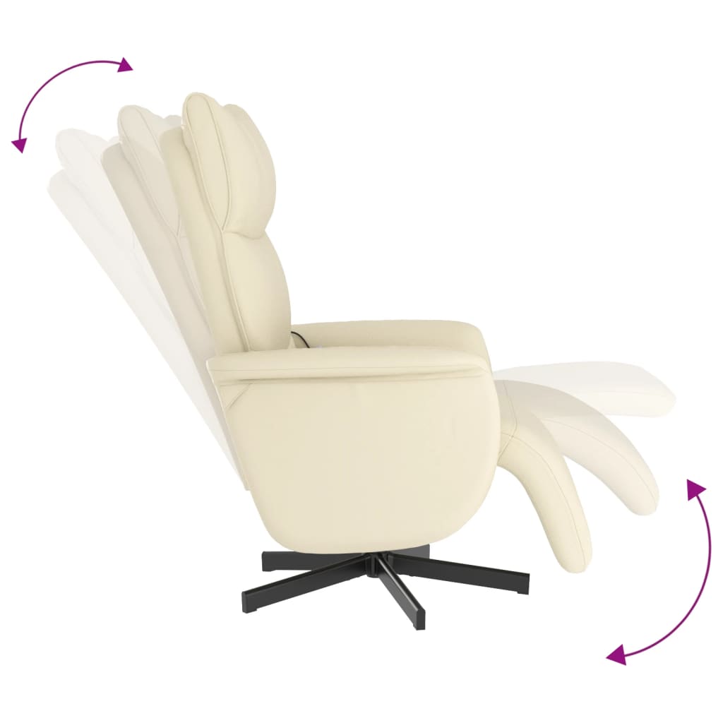 Massagestoel verstelbaar met voetensteun kunstleer crèmekleurig is nu te koop bij PeponiXL, paradijselijk wonen!