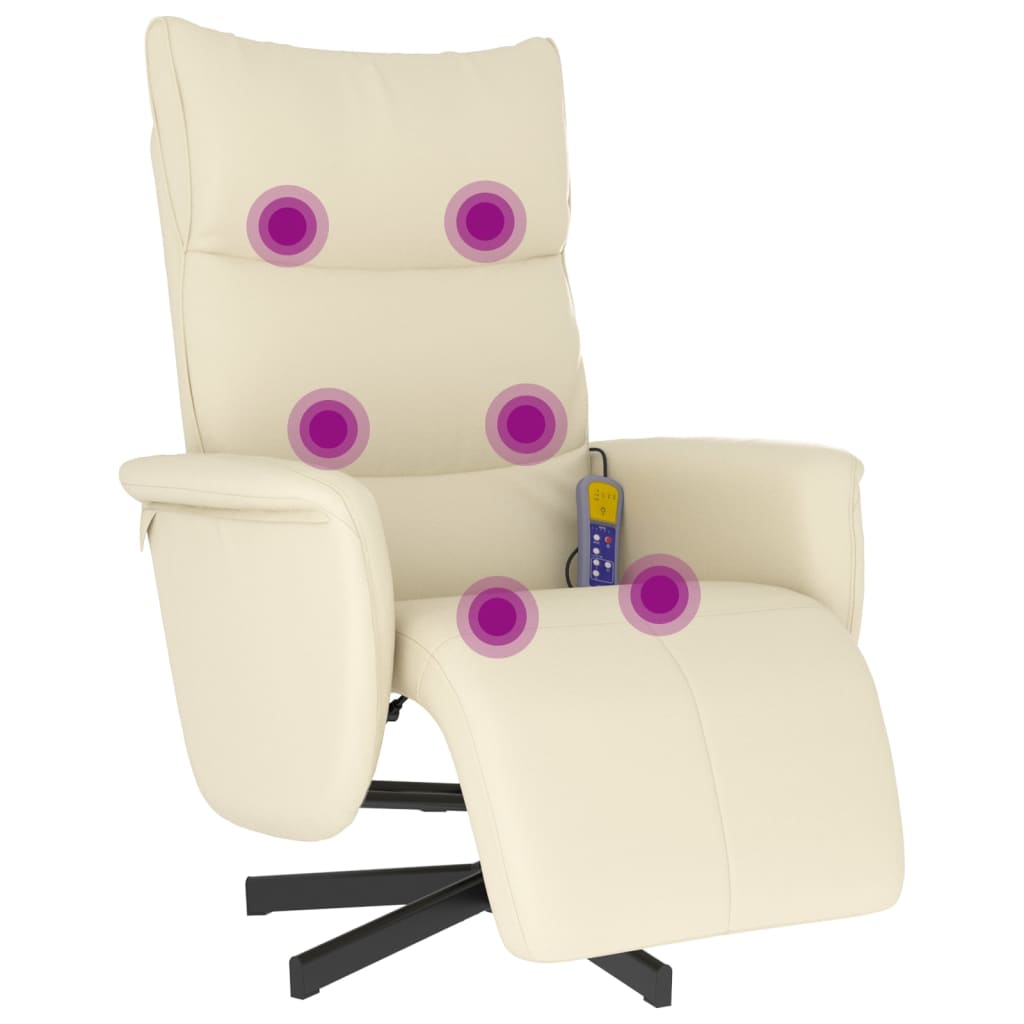 Massagestoel verstelbaar met voetensteun kunstleer crèmekleurig is nu te koop bij PeponiXL, paradijselijk wonen!