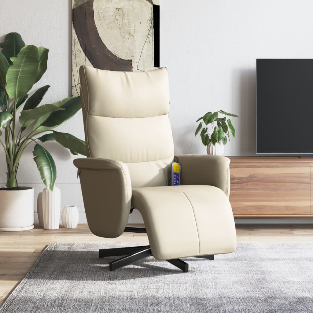 Massagestoel verstelbaar met voetensteun kunstleer crèmekleurig is nu te koop bij PeponiXL, paradijselijk wonen!