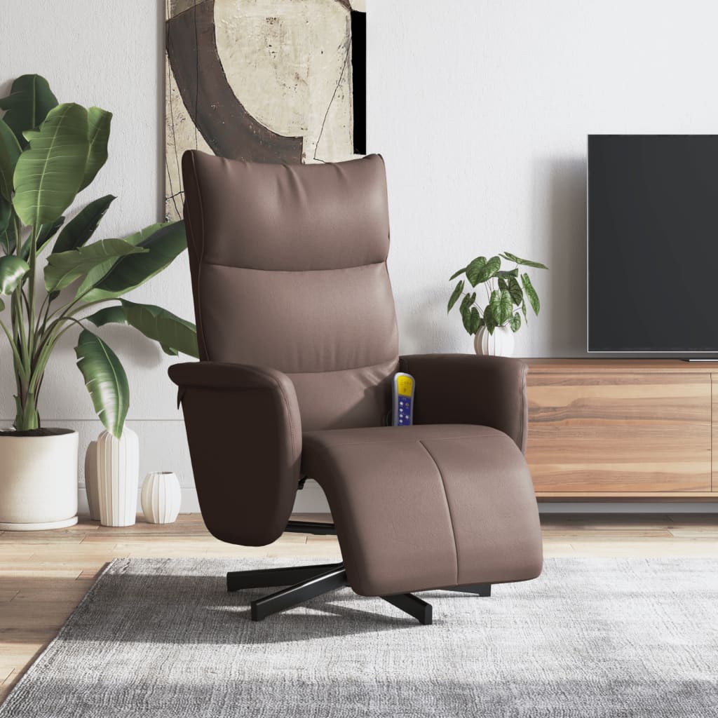 Massagestoel verstelbaar met voetensteun kunstleer bruin is nu te koop bij PeponiXL, paradijselijk wonen!