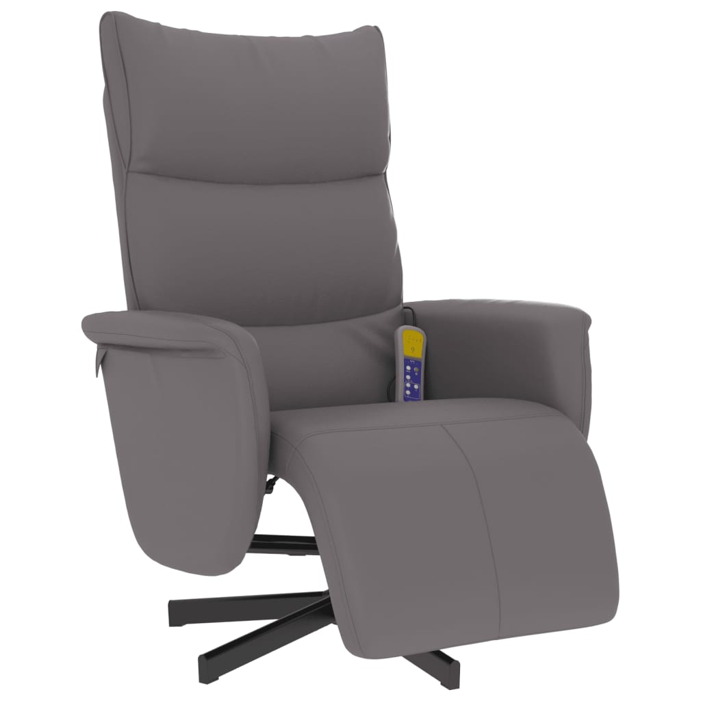 Massagestoel verstelbaar met voetensteun kunstleer grijs is nu te koop bij PeponiXL, paradijselijk wonen!