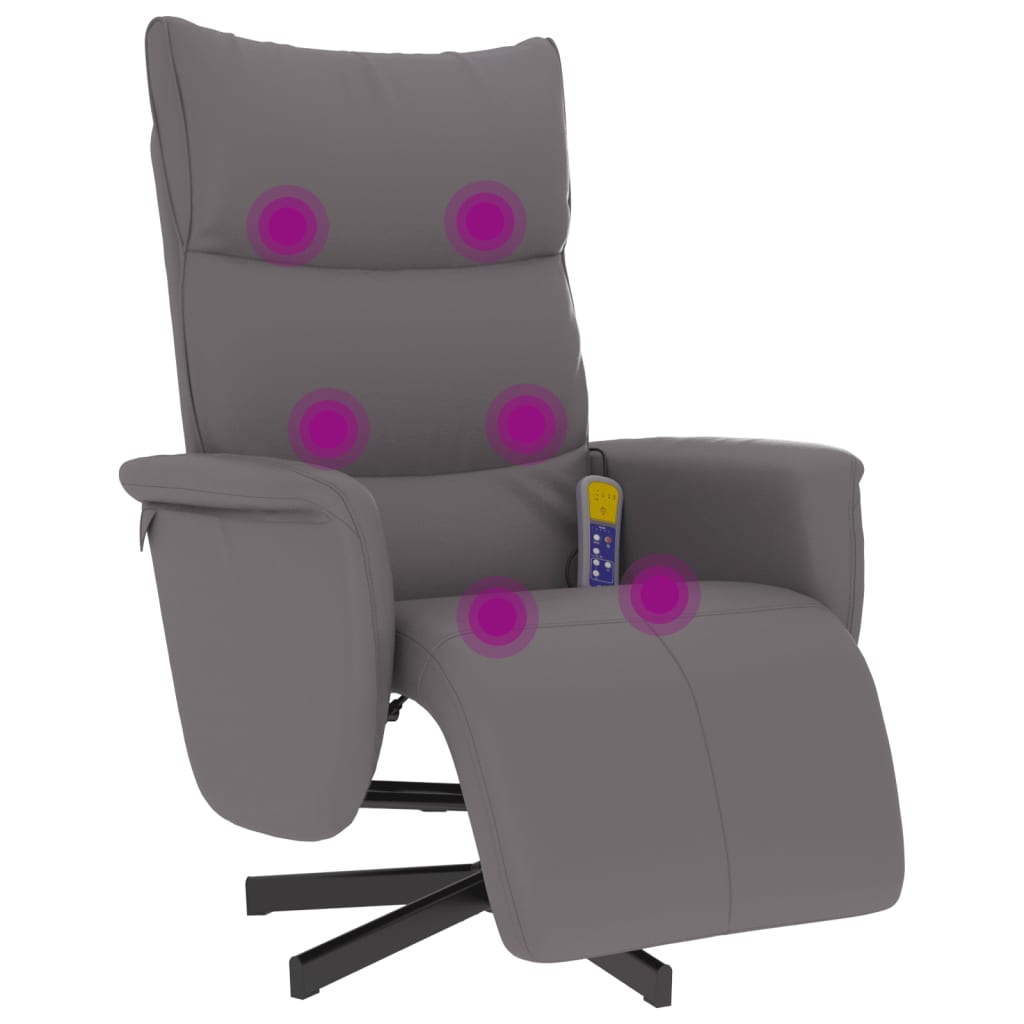 Massagestoel verstelbaar met voetensteun kunstleer grijs is nu te koop bij PeponiXL, paradijselijk wonen!