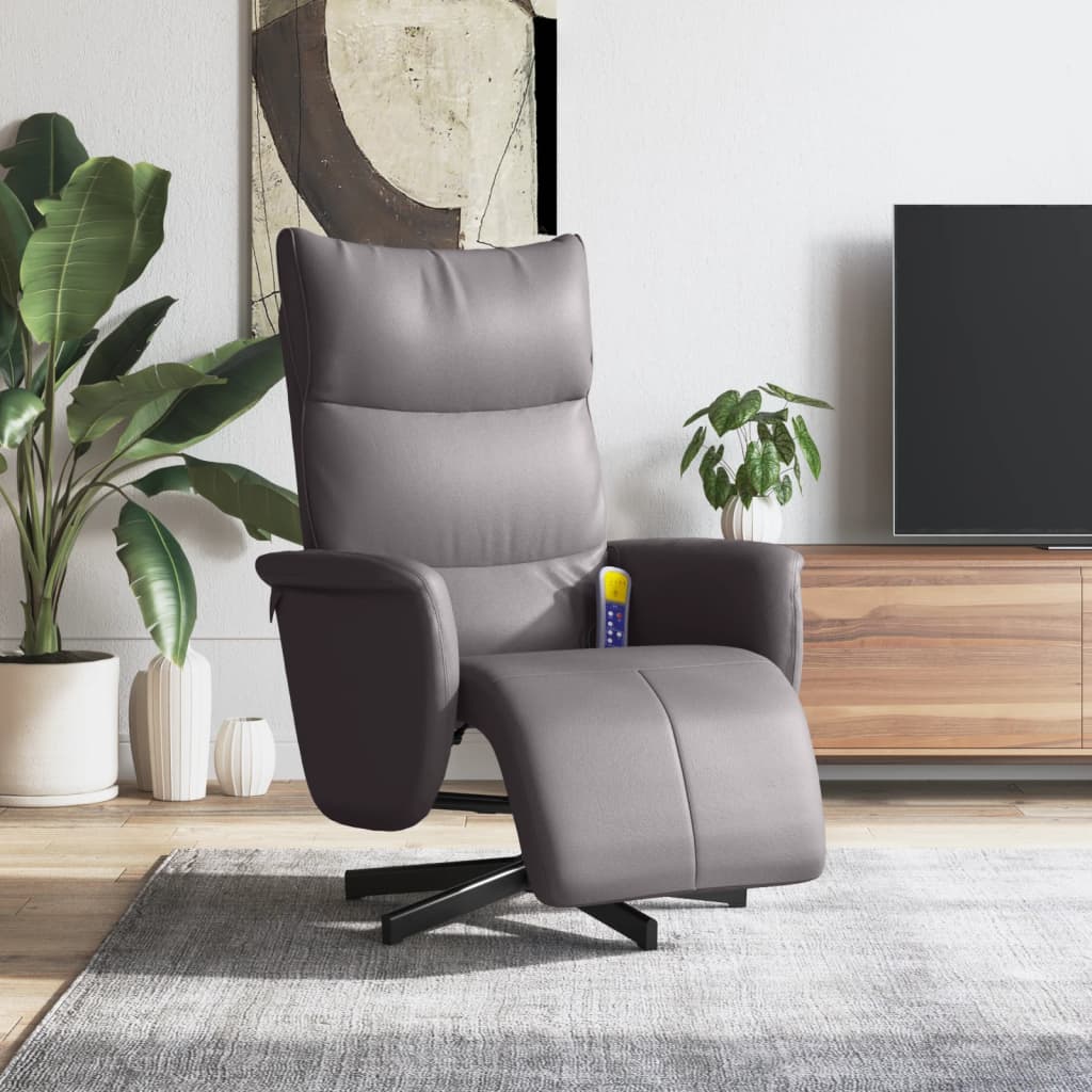 Massagestoel verstelbaar met voetensteun kunstleer grijs is nu te koop bij PeponiXL, paradijselijk wonen!