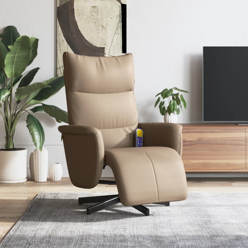 Massagestoel verstelbaar met voetensteun kunstleer cappuccino is nu te koop bij PeponiXL, paradijselijk wonen!